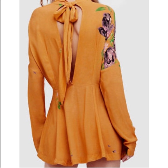 Free People Gemma Tunic Dress or Top Mustard Floral - Picture 2 of 5
